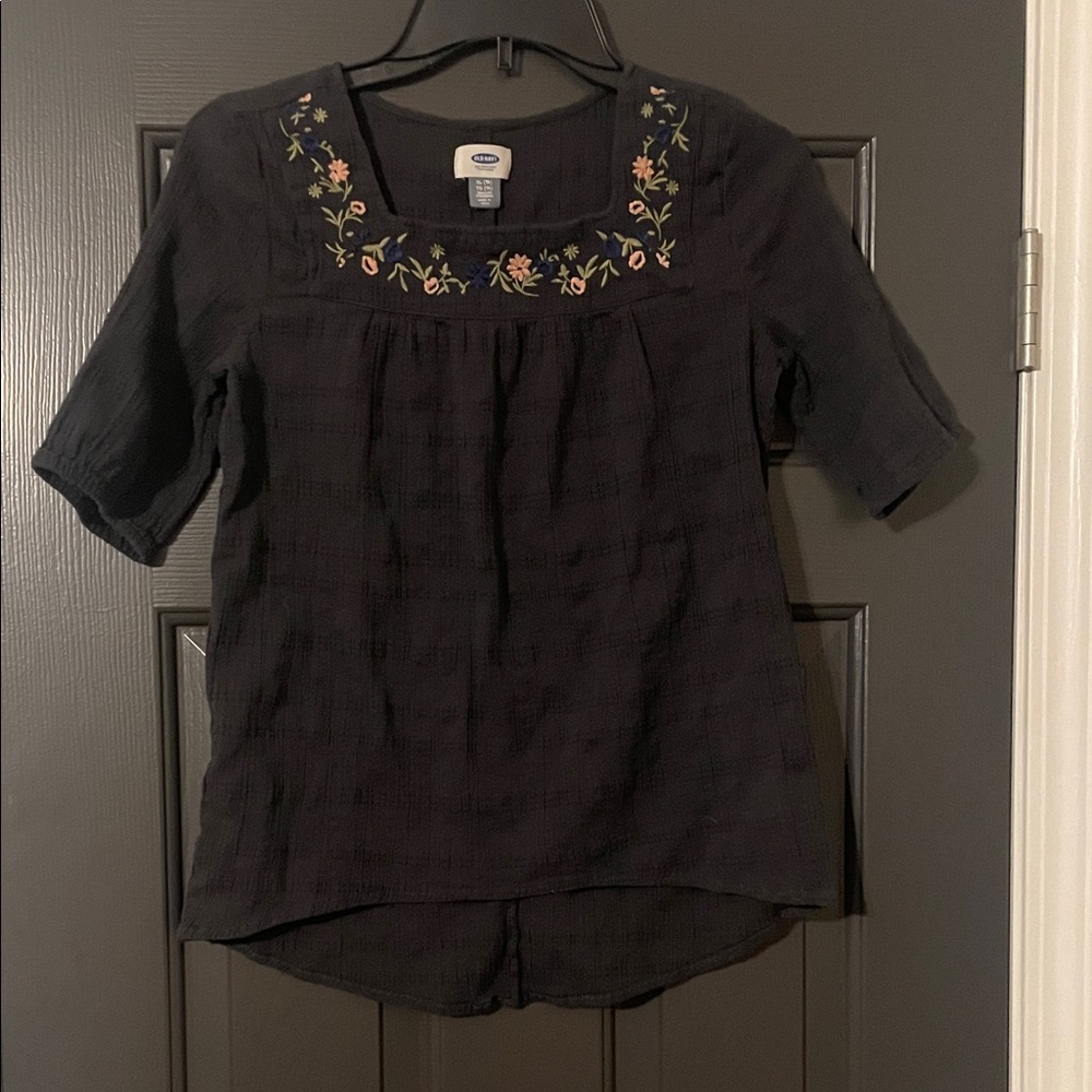 Old Navy Dark Blouse with Floral Details